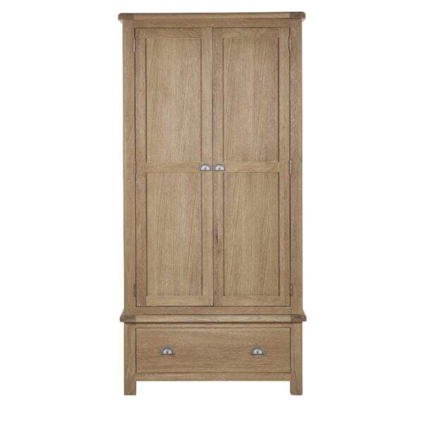 Memphis Limed Oak 2 Door 1 Drawer Wardrobe