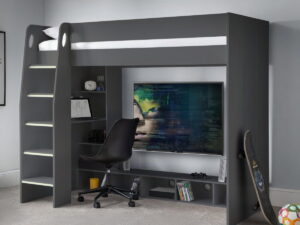 Nebula Gaming Bed With Desk - White