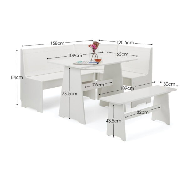 Newport Corner Dining Set - Surf White