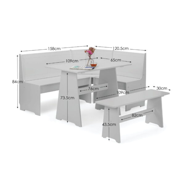 Newport Corner Dining Set - Dove Grey