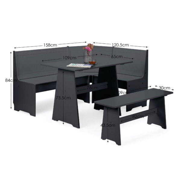 Newport Corner Dining Set - Anthracite