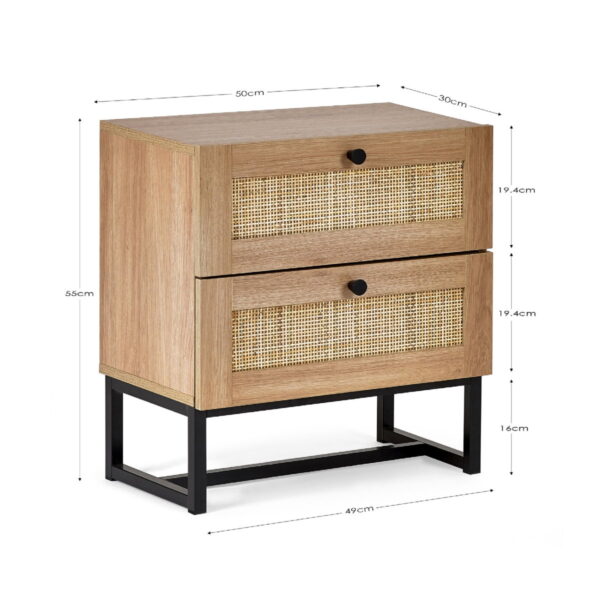 Padstow 2 Drawer Bedside - Oak