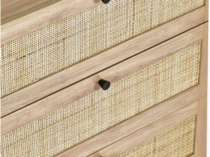 Padstow 3 Drawer Chest - Rattan/Black