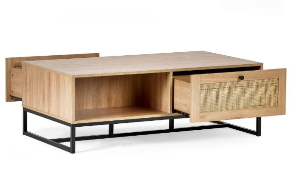 Padstow Coffee Table - Rattan/Oak