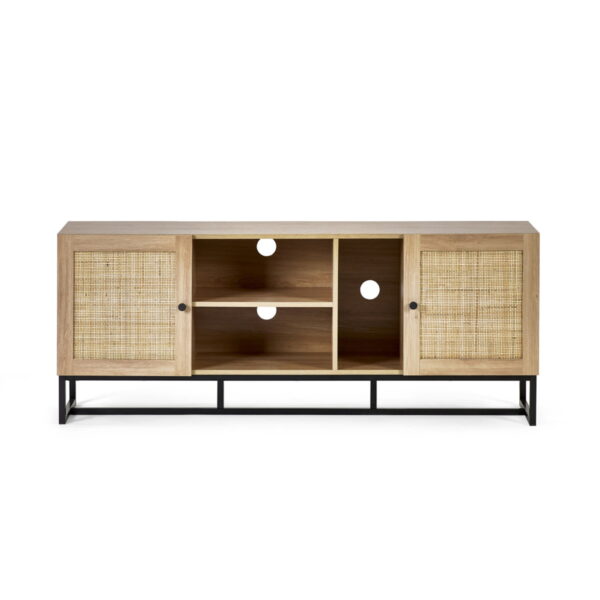 Padstow TV Unit - Rattan/Black