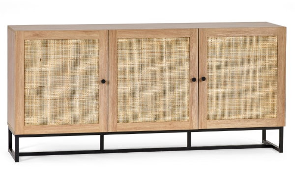 Padstow Sideboard - Rattan/Black