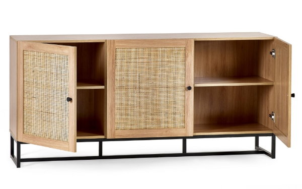 Padstow Sideboard - Rattan/Black