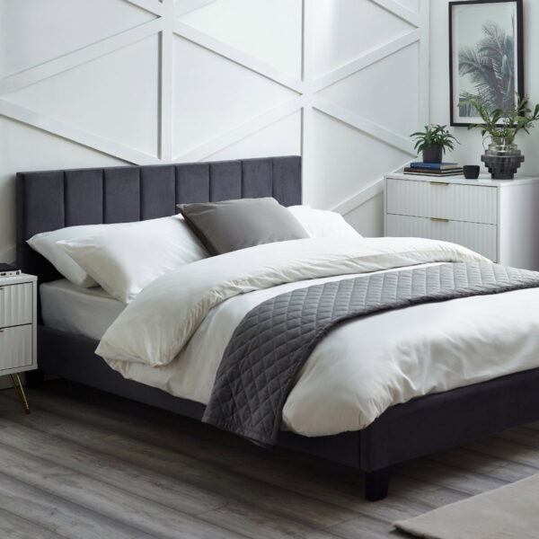Rosa Velvet Bed in a Box - Grey