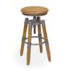 RE-Engineered Wood & Metal Square leg Swivel Stool