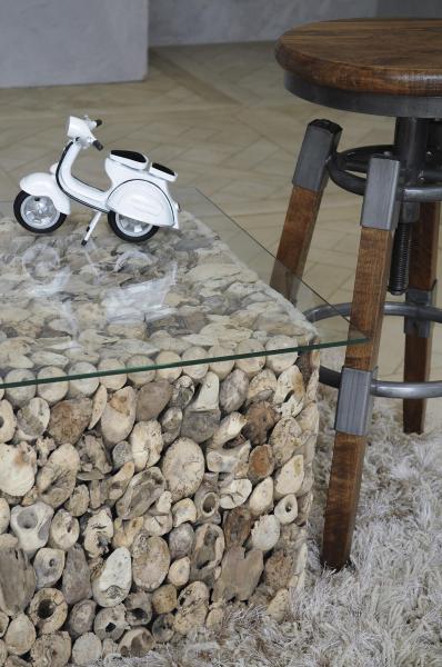RE-Engineered Wood & Metal Square leg Swivel Stool