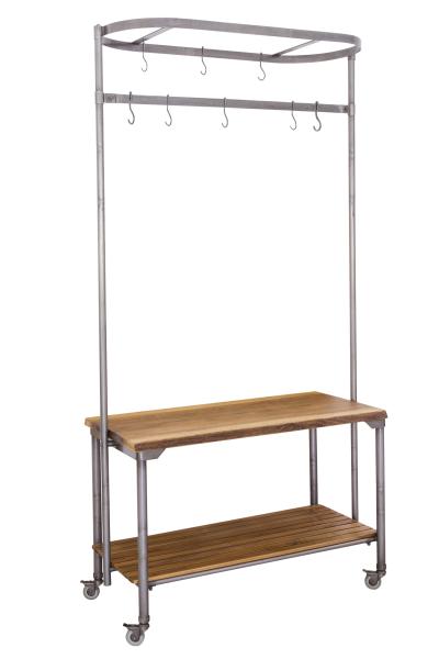 Live Edge Kitchen Island with Pot Rack