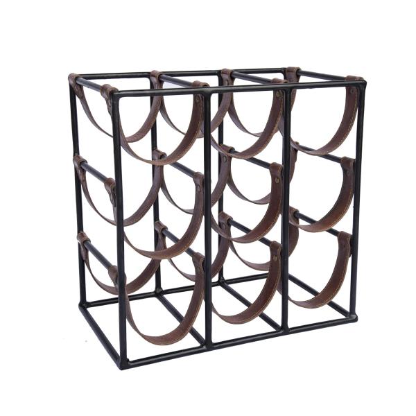 9 bottle leather sling square Wine Rack