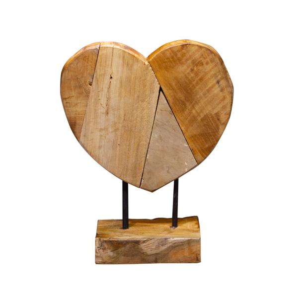 Sienna Teak Heart on Stand  - Set of 3