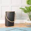 page_3517.jpg Natural Teak Root Round Black Stool with Rope