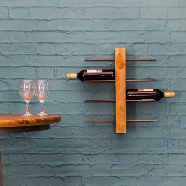 Natural Teak Root Wine Rack 8 Bottles
