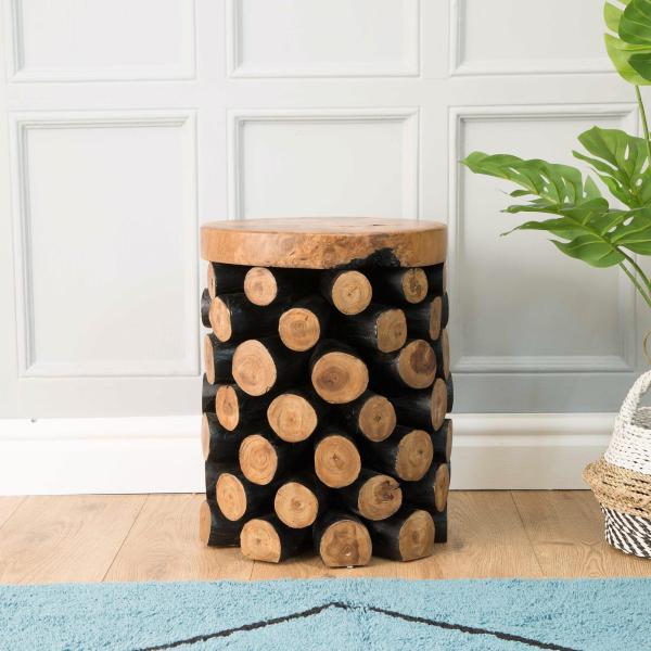 Natural Teak Branch Pineapple Stool