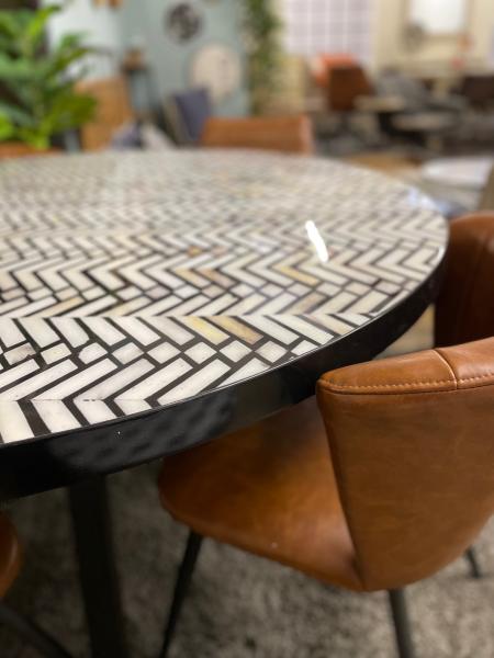 Round Dining Table - Mono Inlay Print