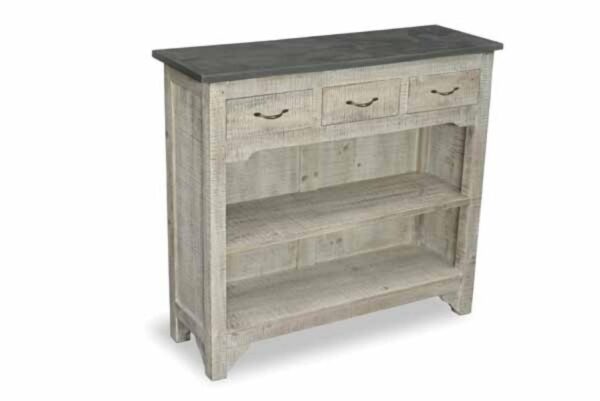Bergen Low Open Bookcase with Faux Concrete Top
