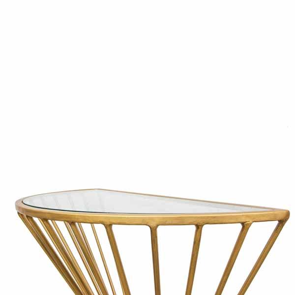 Gatsby Demilune Console Gold with Glass Top