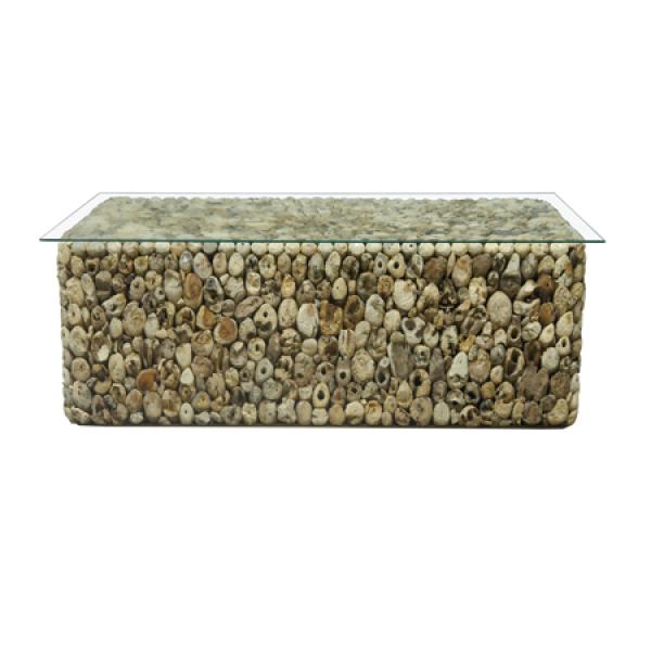Driftwood Rectangular Coffee Table New with Glass Top