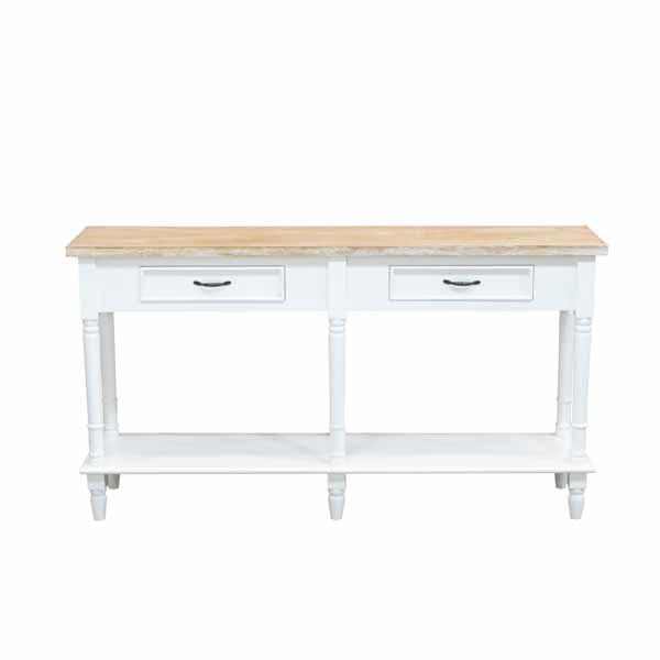 Cottonwood 2 Drawer Console Table with Shelf Antique White
