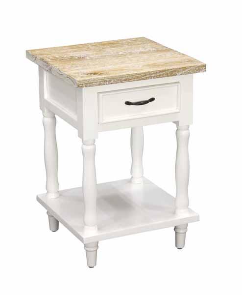 Cottonwood Tall Side Table 1 Drawer 1 Shelf Antique White