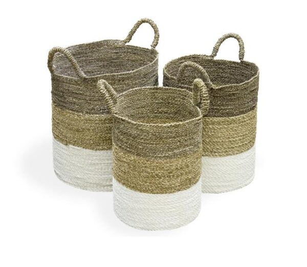 Set of 3 Grey Top Baskets