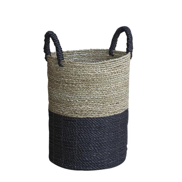 Set of 3 Charcoal & Natural Baskets