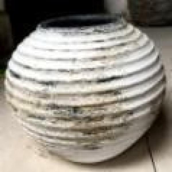 Ribbed Vase - Antique White (Pack of 2)