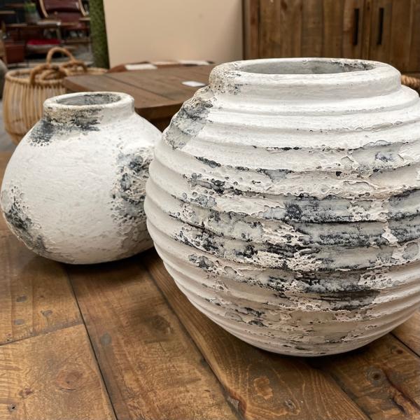 Ribbed Vase - Antique White (Pack of 2)