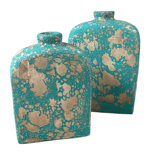 Box Vase Set of 2 - Antique Blue - 2 Sets