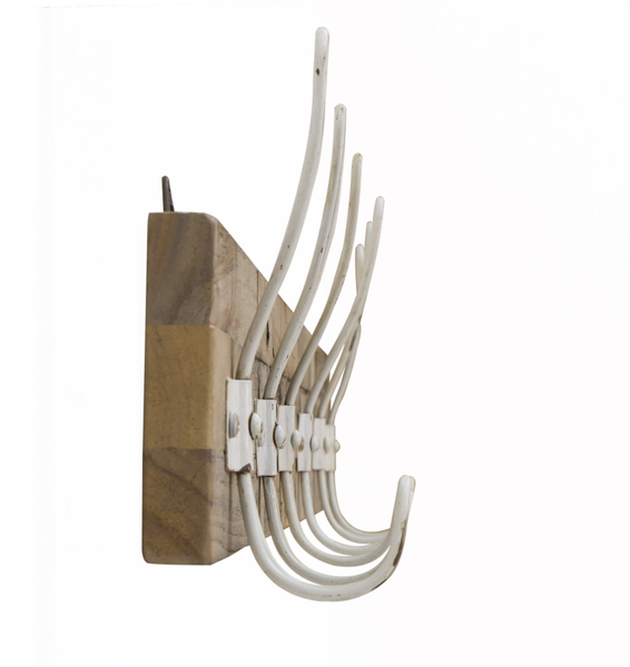 page_5615.jpg Re-Engineered Coat Hanger White on White wood 6 Hooks