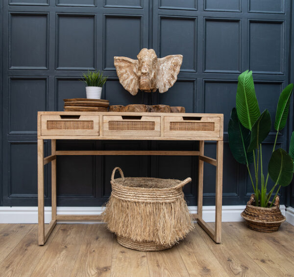 Set of 2 Fringed Baskets Natural