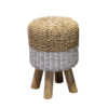 Stripy Round Basketweave Stool - Natural Top