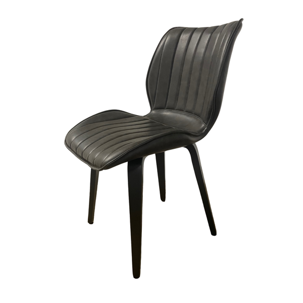 Alfa Dining Chair Vegan Grey  Wooden Leg - SET OF 2