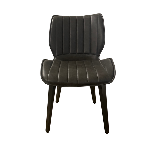 Alfa Dining Chair Vegan Grey  Wooden Leg - SET OF 2