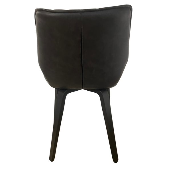 Alfa Dining Chair Vegan Grey  Wooden Leg - SET OF 2