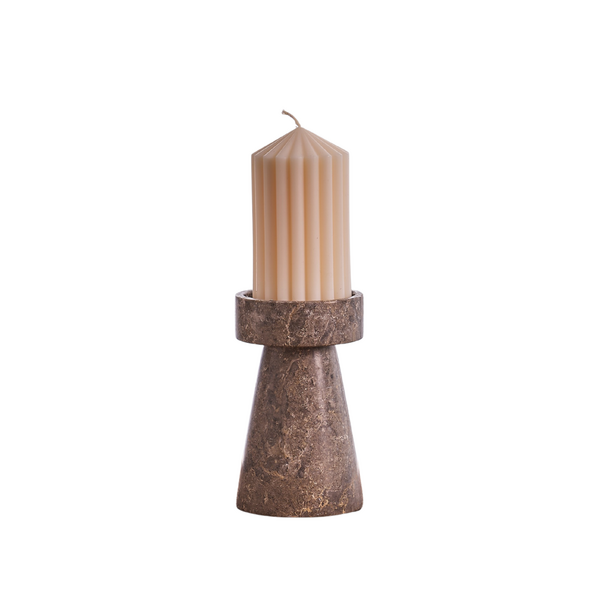 page_5863.png Rook Small Candlestick - Grey/Brown Marble