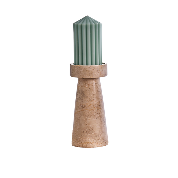 page_5865.png Rook Medium Candlestick - Cream Marble