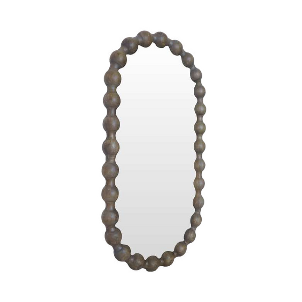 Carob Oval Mirror - Greywash