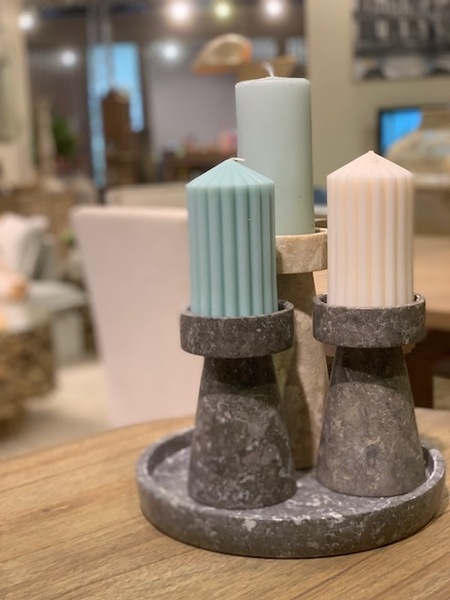 page_6700.jpg Rook Medium Candlestick - Cream Marble