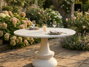 Procida Round Outdoor Dining Table - Natural White