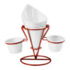 Hollywood 3 French Fry Cones With Red Metal Stand Set