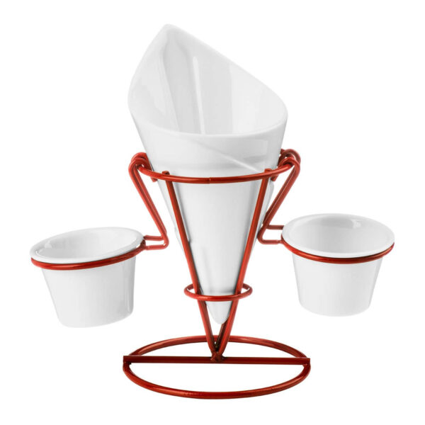 Hollywood French Fry Cone With 2 Dip Dishes And Metal Stand