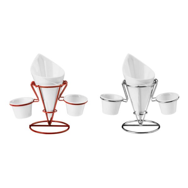 Hollywood French Fry Cone With 2 Dip Dishes And Metal Stand
