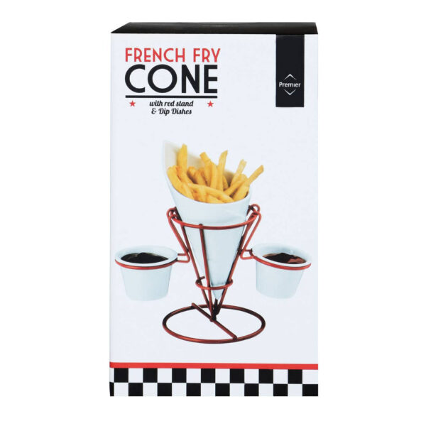 Hollywood French Fry Cone With 2 Dip Dishes And Metal Stand