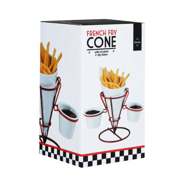 Hollywood French Fry Cone With 2 Dip Dishes And Metal Stand