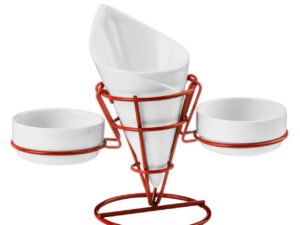 0722627__72784.1754509434-1.jpg Hollywood French Fry Cone With 2 Dip Dishes On Red Stand