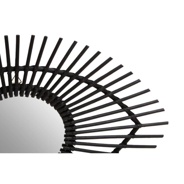 Mataram Black Natural Rattan Eye Shape Wall Mirror