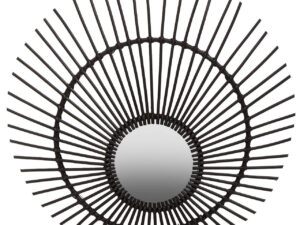 Mataram Black Natural Rattan Wall Mirror